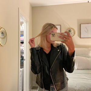 Nordstrom Bagatelle Faux Leather Black Snakeskin Jacket size Medium